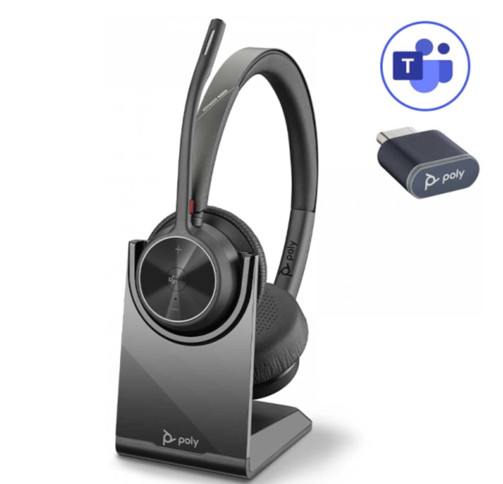 Poly Voyager 4320 UC Stereo USB-A Headset +BT700 USB-A Adapter +Charging Stand