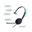 YEALINK - UH37 Mono Teams USB-A, Corded USB with mute, call and volume control on the headset, On the ear wearing style, Leather ear cushions-Teams