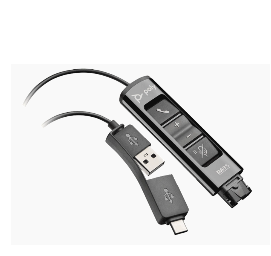 Poly - DA85 MS USB-to-Headset QD Audio Processor (4 pin) (inline controls) (USB-A and USB-C)
