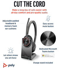 Poly Voyager 4320 USB-C Headset +BT700 dongle +Charging Stand