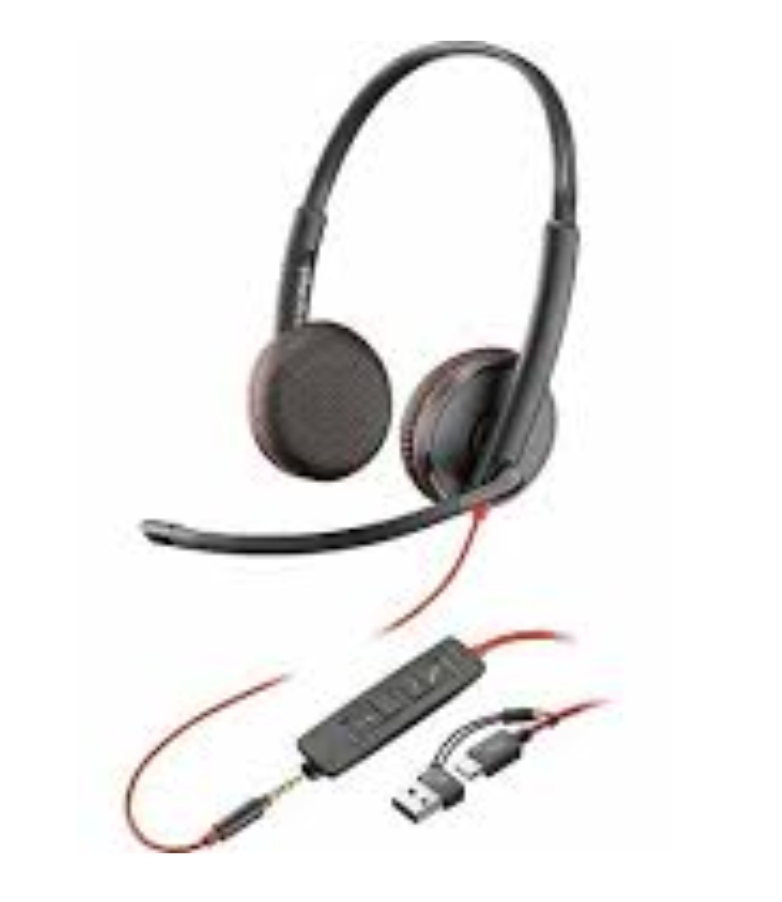 Poly Blackwire 3225 Stereo USB-C Headset +3.5mm Plug +USB-C/A Adapter (Bulk)