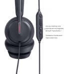 YEALINK - UH46 Mono Teams USB-C/A-Corded USB with mute, call and volume control on the cord, On the ear wearing style, 3 mic noise cancellation, Leather ear cushions-Teams  
