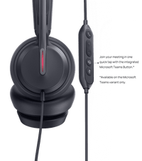 YEALINK - UH46 Mono Teams USB-C/A-Corded USB with mute, call and volume control on the cord, On the ear wearing style, 3 mic noise cancellation, Leather ear cushions-Teams  