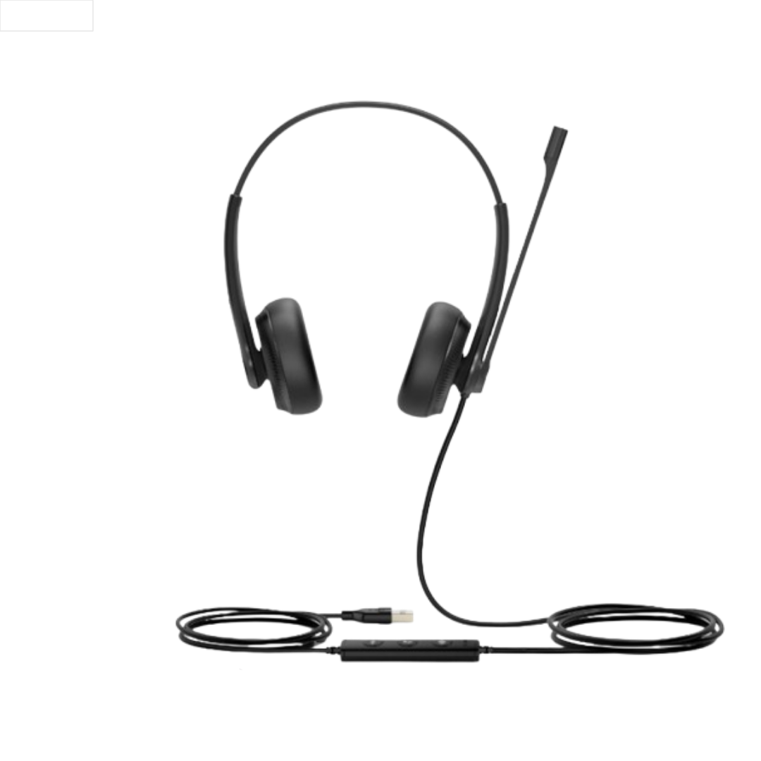 YEALINK - UH34 Dual Teams USB-A, Corded USB with mute, call and volume control on the cord, On the ear wearing style, Leather ear cushions-Teams