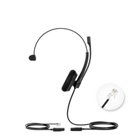 YEALINK - YHS34 Lite Mono Corded headset, On the ear wearing style, Including QD-RJ9 cable, Foam ear cushions