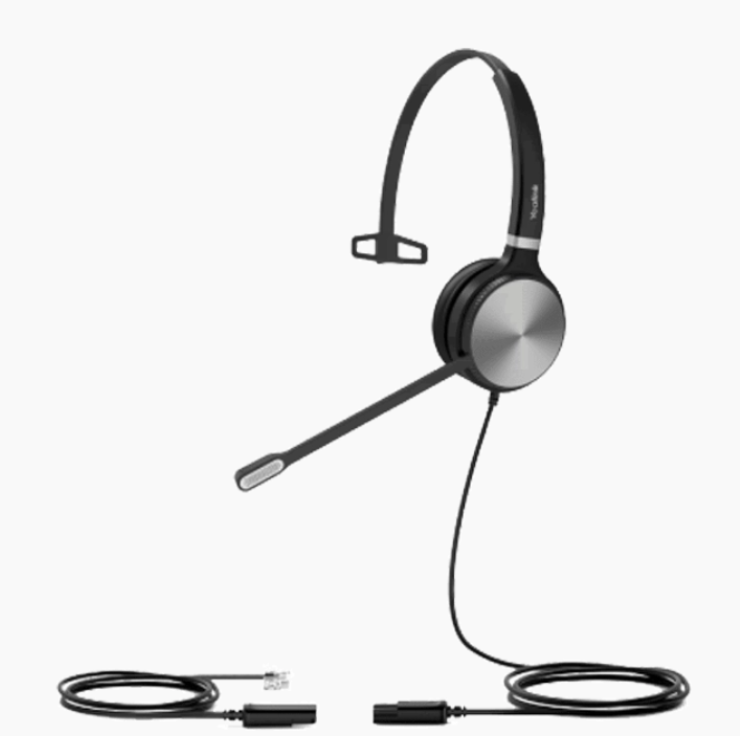 YEALINK - YHS36 Mono Corded headset, On the ear wearing style, Including QD-RJ9 cable, Leather ear cushions