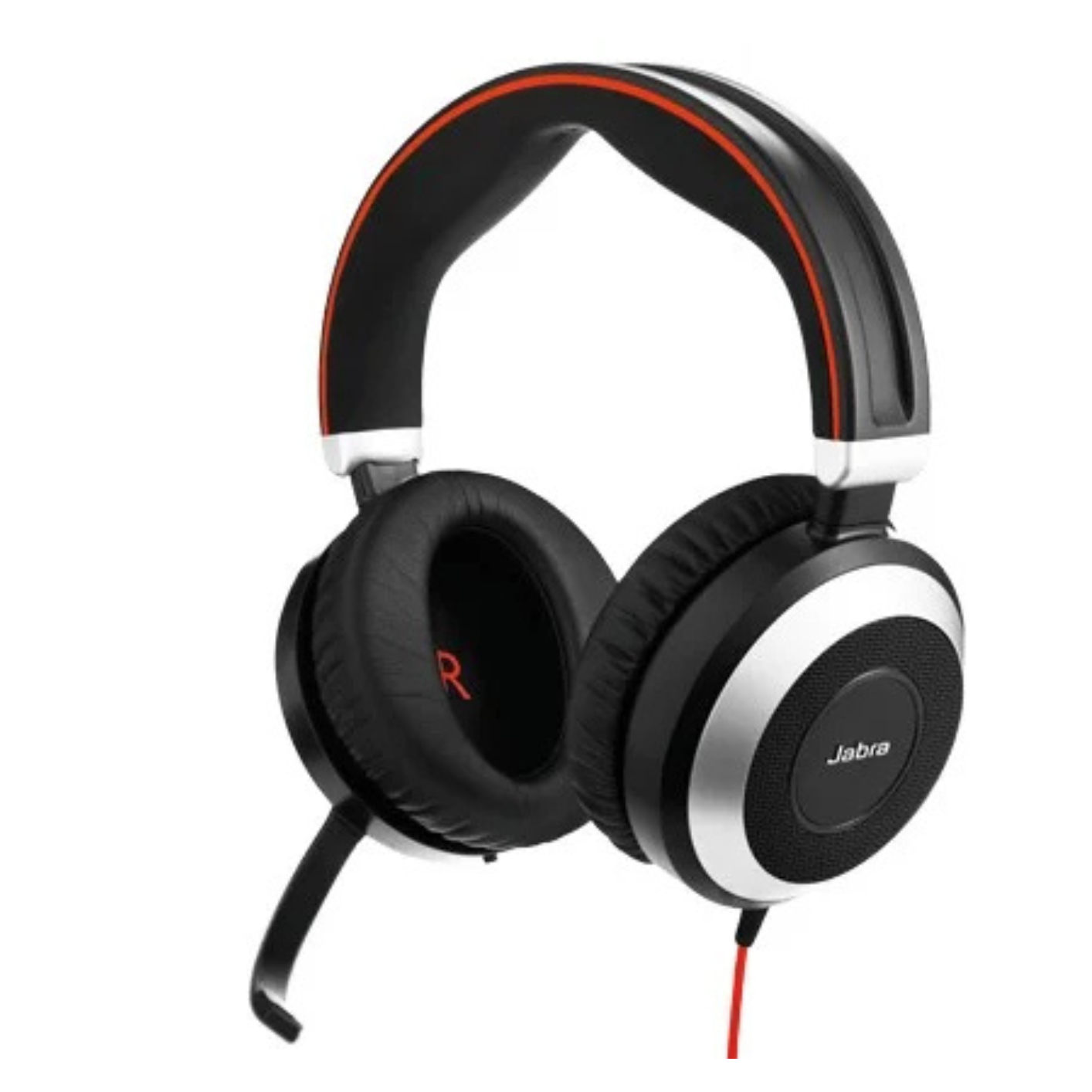 Jabra EVOLVE 80 UC Duo headset only with 3.5mm Jack (without USB Controller), headband, discret boomarm, active Noise Cancellation, Listen-In