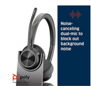 Poly VOYAGER 4320 UC - STEREO Bluetooth Headset with USB-A dongle and Charge Stand (Microsoft)