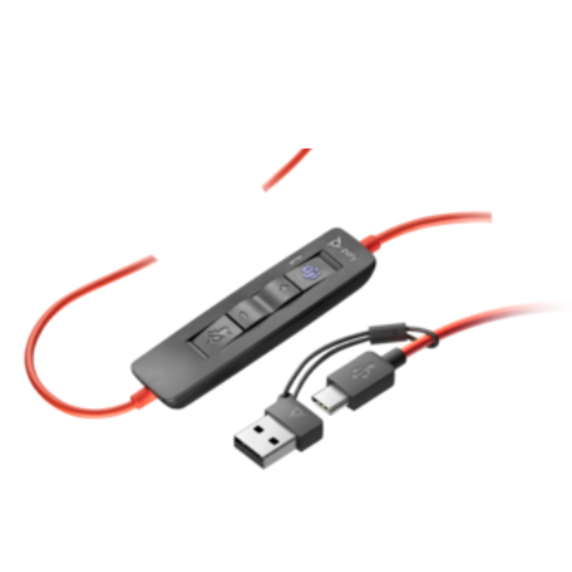 Poly Blackwire 3320 Stereo Microsoft Teams Certified USB-C Headset +USB-C/A Adapter