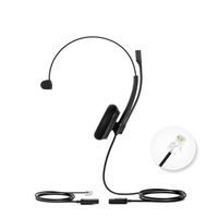 YEALINK - YHS34 Mono Corded headset, On the ear wearing style, Including QD-RJ9 cable, Leather ear cushions
