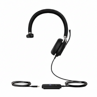 YEALINK - UH38 Mono Teams USB-C, Corded USB or Bluetooth headset/Excluding Battery, On the ear wearing style,  Leather ear cushions-Teams