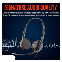 Poly Blackwire 3225 Stereo USB-C Headset +3.5mm Plug +USB-C/A Adapter (Bulk)