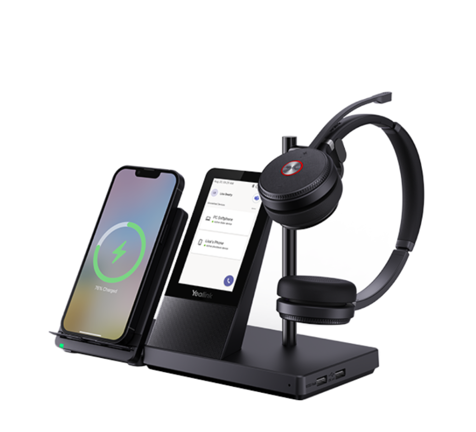 YEALINK - WH66 Dual Teams USB-A, Wireless DECT and Bluetooth-PC/IP/Mobile Phone, Touch Screen, On the ear wearing style-Teams