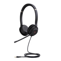 YEALINK - UH37 Dual Teams USB-A, Corded USB with mute, call and volume control on the headset, On the ear wearing style, Leather ear cushions-Teams