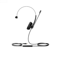 YEALINK - UH34 Mono Teams USB-A, Corded USB with mute, call and volume control on the cord, On the ear wearing style, Leather ear cushions-Teams