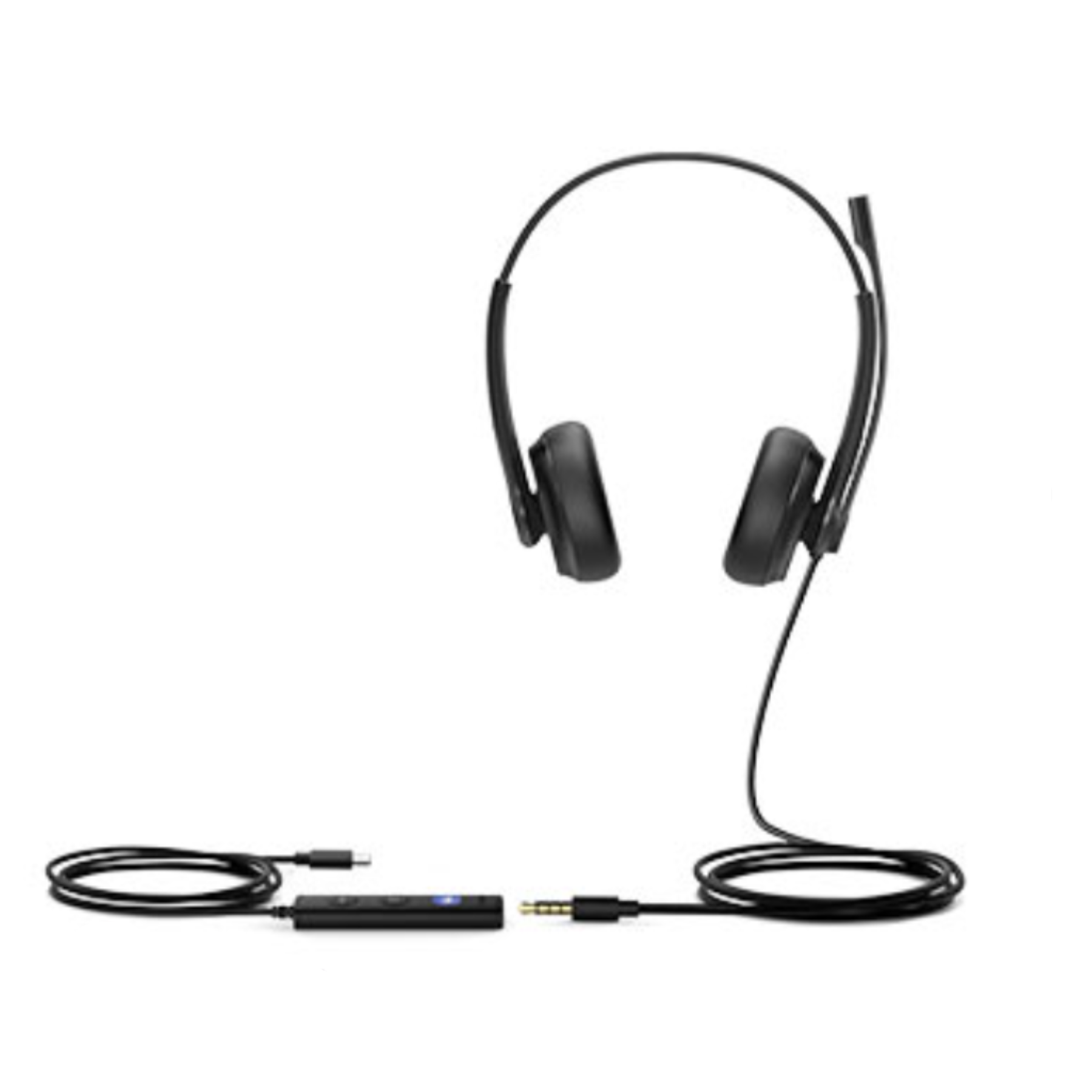 YEALINK - UH34 SE Dual Teams USB-A, Corded USB with mute, call and volume control on the cord, On the ear wearing style, Including 3.5mm-USB, Leather ear cushions-Teams