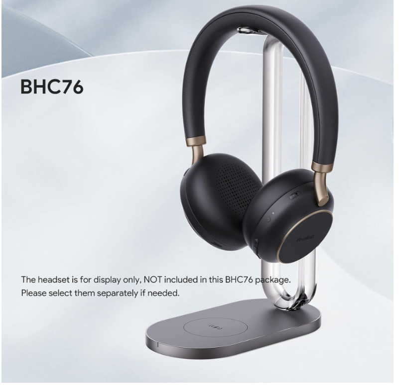 YEALINK - BH72 with Charging Stand Teams Black USB-C, Wireless Bluetooth, Dual, On the ear wearing style, USB-C Dongle Included-Teams