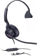YEALINK - UH46 Mono Teams USB-C/A-Corded USB with mute, call and volume control on the cord, On the ear wearing style, 3 mic noise cancellation, Leather ear cushions-Teams  