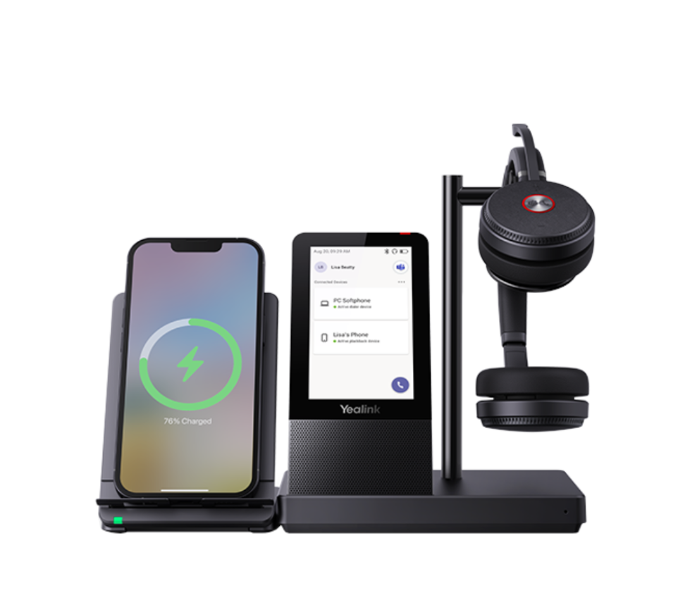 YEALINK - WH66 Dual Teams USB-A, Wireless DECT and Bluetooth-PC/IP/Mobile Phone, Touch Screen, On the ear wearing style-Teams