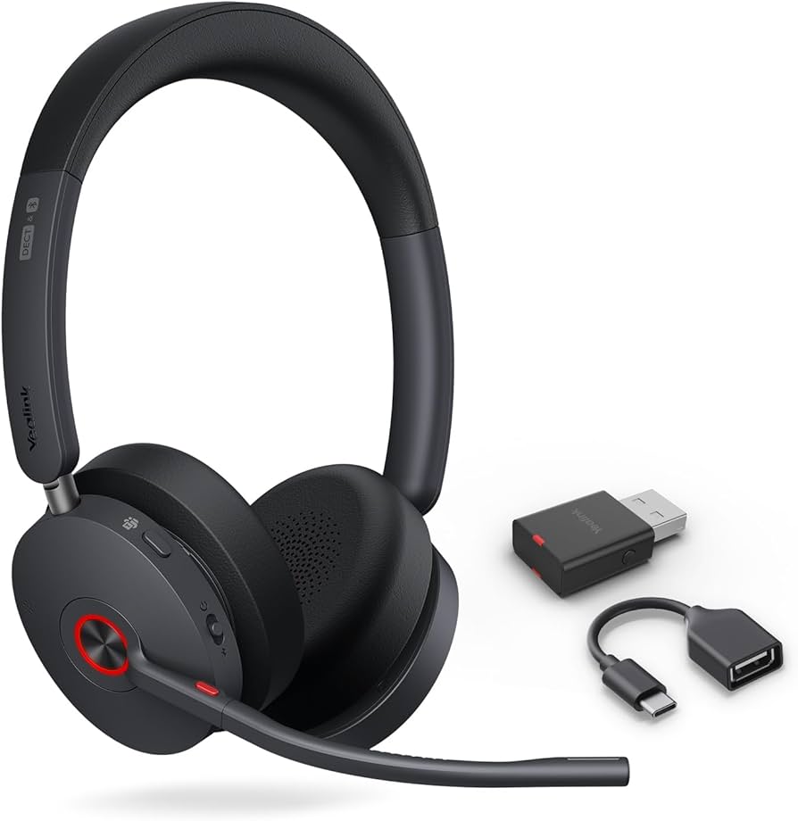 YEALINK - WH68 STEREO Wireless Headset - DECT and BLUETOOTH - ANC - including base (Microsoft)