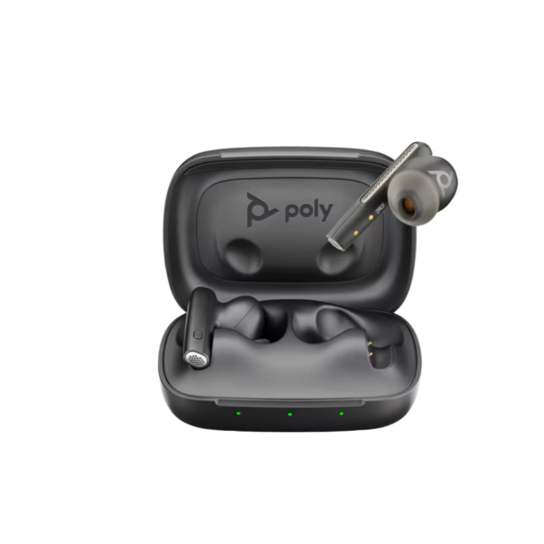 Poly Voyager Free 60 Earbuds Black + BT700 USB-A Adapter + Touchscreen Charge Case (Microsoft Version)