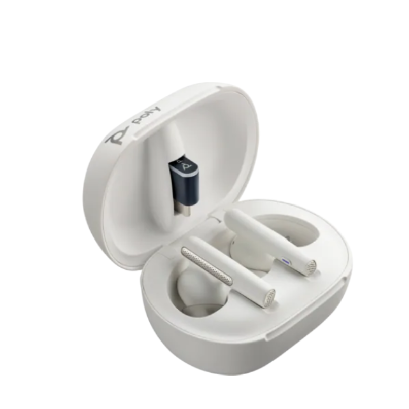 Poly Voyager Free 60 Earbuds White + BT700 USB-C Adapter + Touchscreen Charge Case (UC Version)