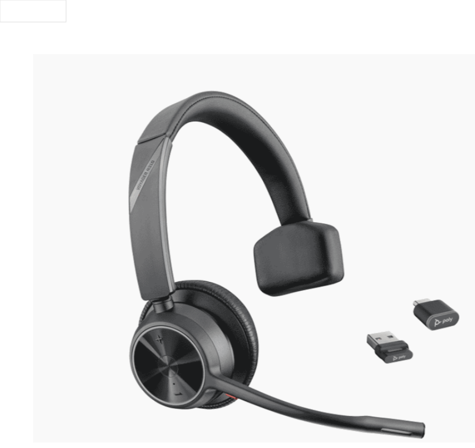 Poly Voyager 4310 UC Monaural Headset +BT700 USB-A Adapter +Charging Stand