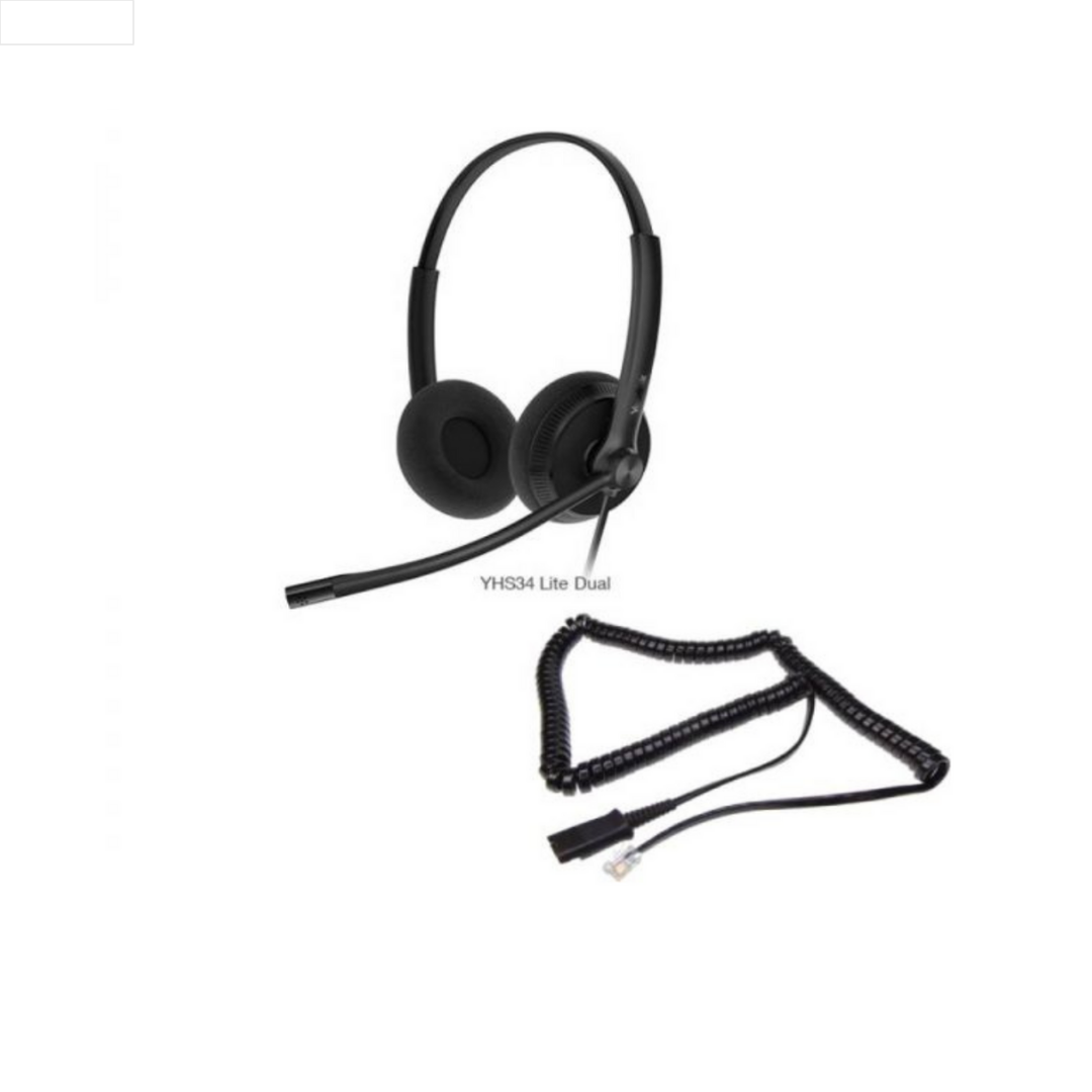 YEALINK - UH34 Lite Dual Teams USB-A, Corded USB with mute, call and volume control on the cord, On the ear wearing style, Foam ear cushions-Teams
