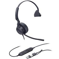 YEALINK - UH44 Mono Teams USB-C/A-Corded USB with mute, call and volume control on the cord, On the ear wearing style, 2 mic noise cancellation, Leather ear cushions-Teams  