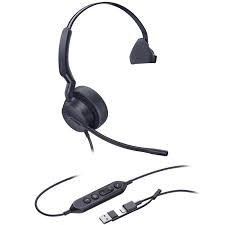 YEALINK - UH44 Mono Teams USB-C/A-Corded USB with mute, call and volume control on the cord, On the ear wearing style, 2 mic noise cancellation, Leather ear cushions-Teams  