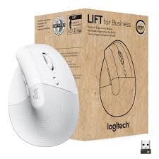 LOGITECH - Lift Vertical Ergonomic Mouse for Business  - Pale Grey- 2.4GHZ/Bluetooth