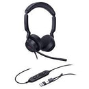 YEALINK - UH44 STEREO Teams USB-C/A-Corded USB with mute, call and volume control on the cord, On the ear wearing style, 2 mic noise cancellation, Leather ear cushions-Teams  