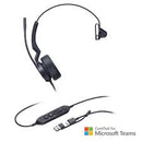 YEALINK - UH44 Mono Teams USB-C/A-Corded USB with mute, call and volume control on the cord, On the ear wearing style, 2 mic noise cancellation, Leather ear cushions-Teams  
