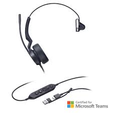 YEALINK - UH44 Mono Teams USB-C/A-Corded USB with mute, call and volume control on the cord, On the ear wearing style, 2 mic noise cancellation, Leather ear cushions-Teams  