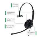 YEALINK - YHM341, YHS34 Mono Headset only, without QD-RJ9 cord.