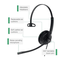 YEALINK - YHM341, YHS34 Mono Headset only, without QD-RJ9 cord.