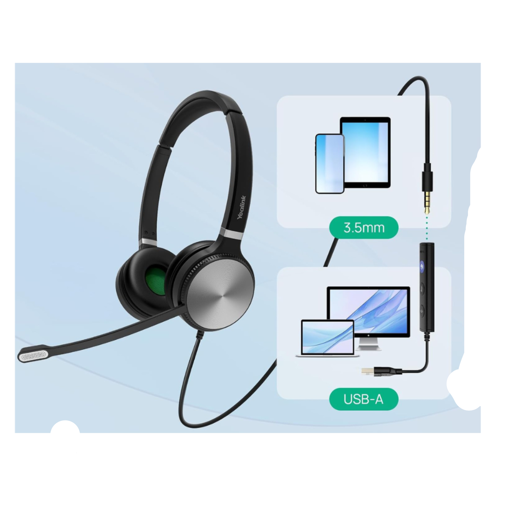 Yealink YHS36 Dual (Binaural) Headset with Quick Disconnect – For Yealink IP Phones