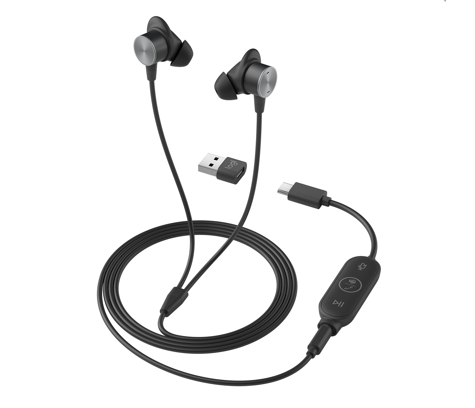 LOGITECH - Zone Wired Earbuds Teams - Graphite - USB