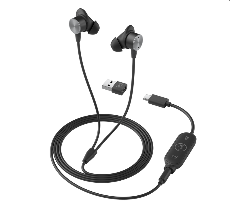 LOGITECH - Zone Wired Earbuds Teams - Graphite - USB